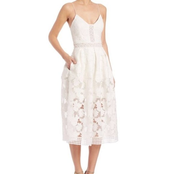 Nicholas White Lace Midi Dress / Size 4 - mordernwear.com